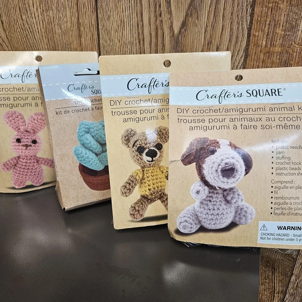 Crafter's Square Crochet Amigurumi Animal Kit Set Bear Bunny Dog Cactus DIY Craf